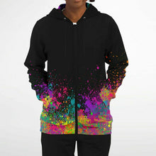 Load image into Gallery viewer, Face Painter on Paint Splatter - Premium Zip Hoodie