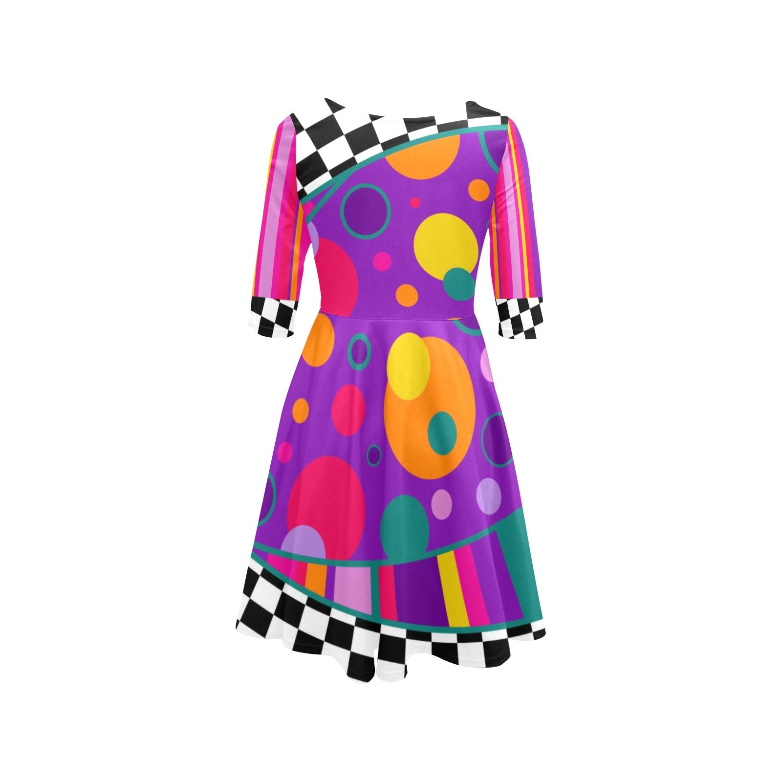 Dress with spots and checkers for face painters, clowns and entertainers