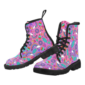 Face Painter Boots with cartoon rainbows and ice creams