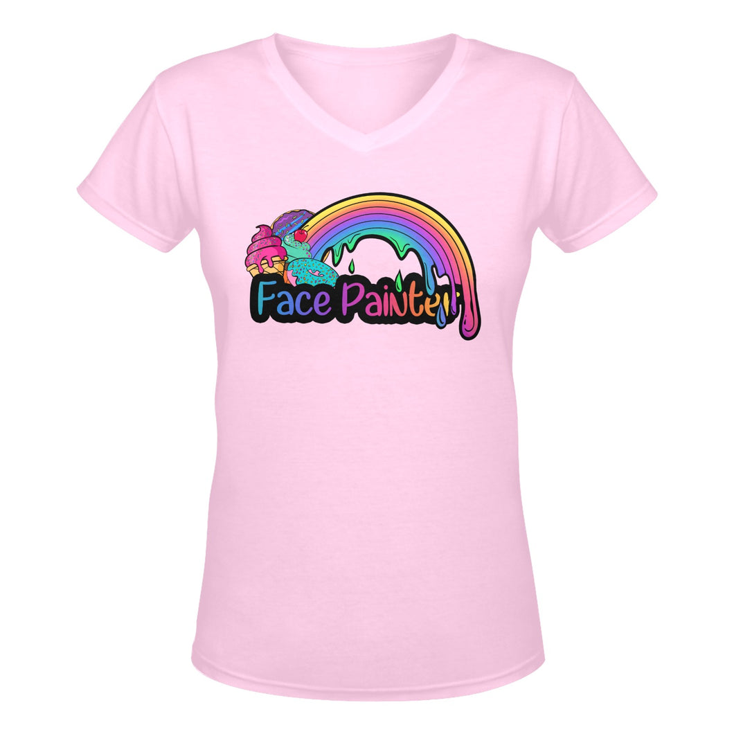 Face Painter T-Shirt - Light Pink with Rainbows and Desserts