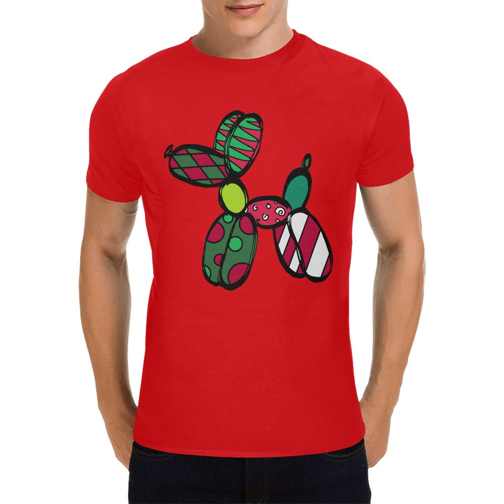 Christmas Dog on Red - Classic Men's T-Shirt
