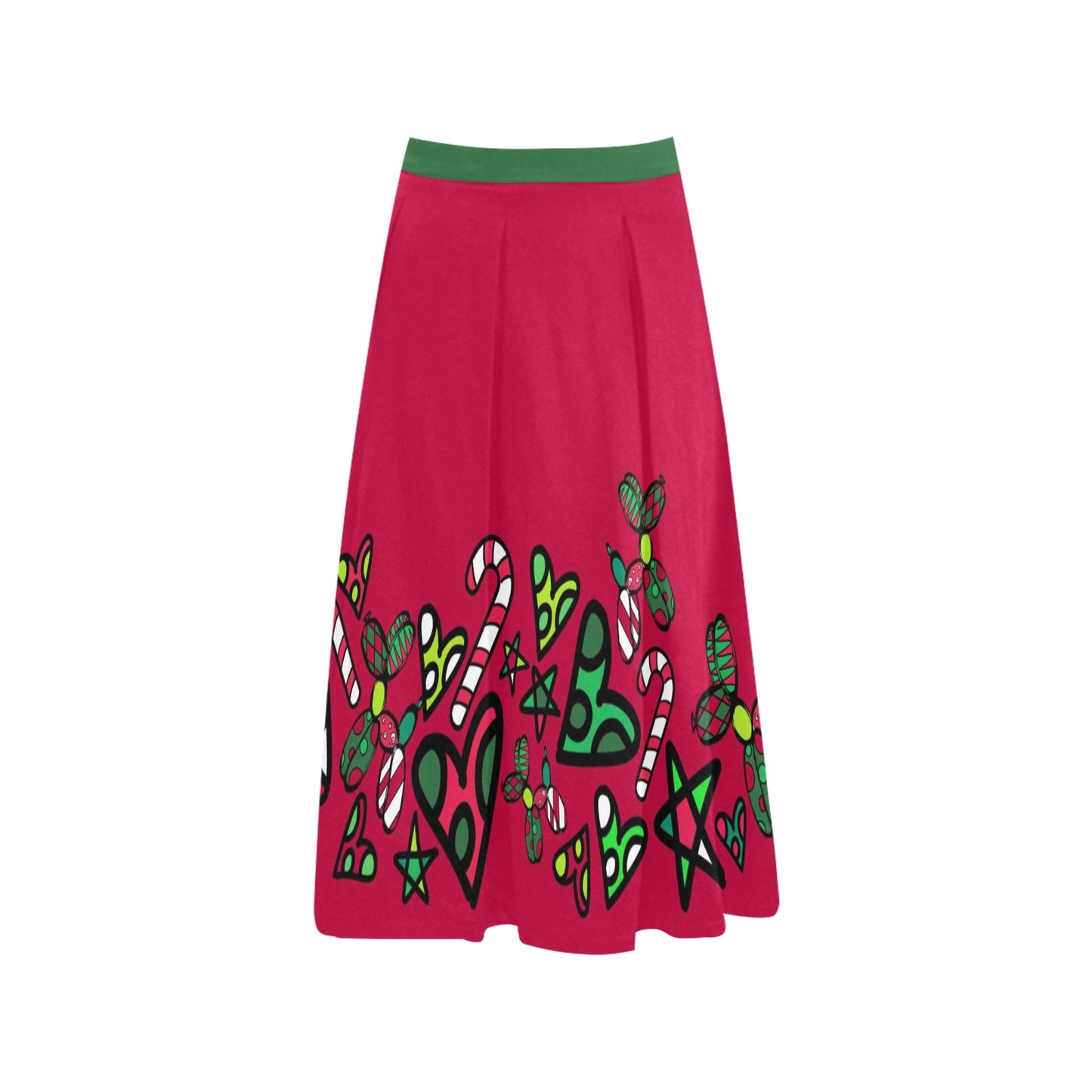 Christmas Jumble - Mid Length Pleated Skirt