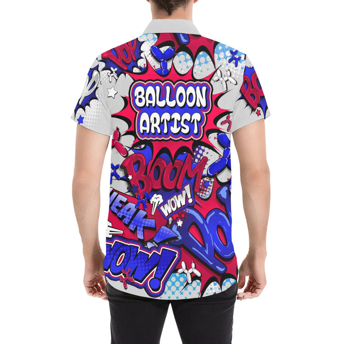 Balloon Artist shirt in red, blue and grey