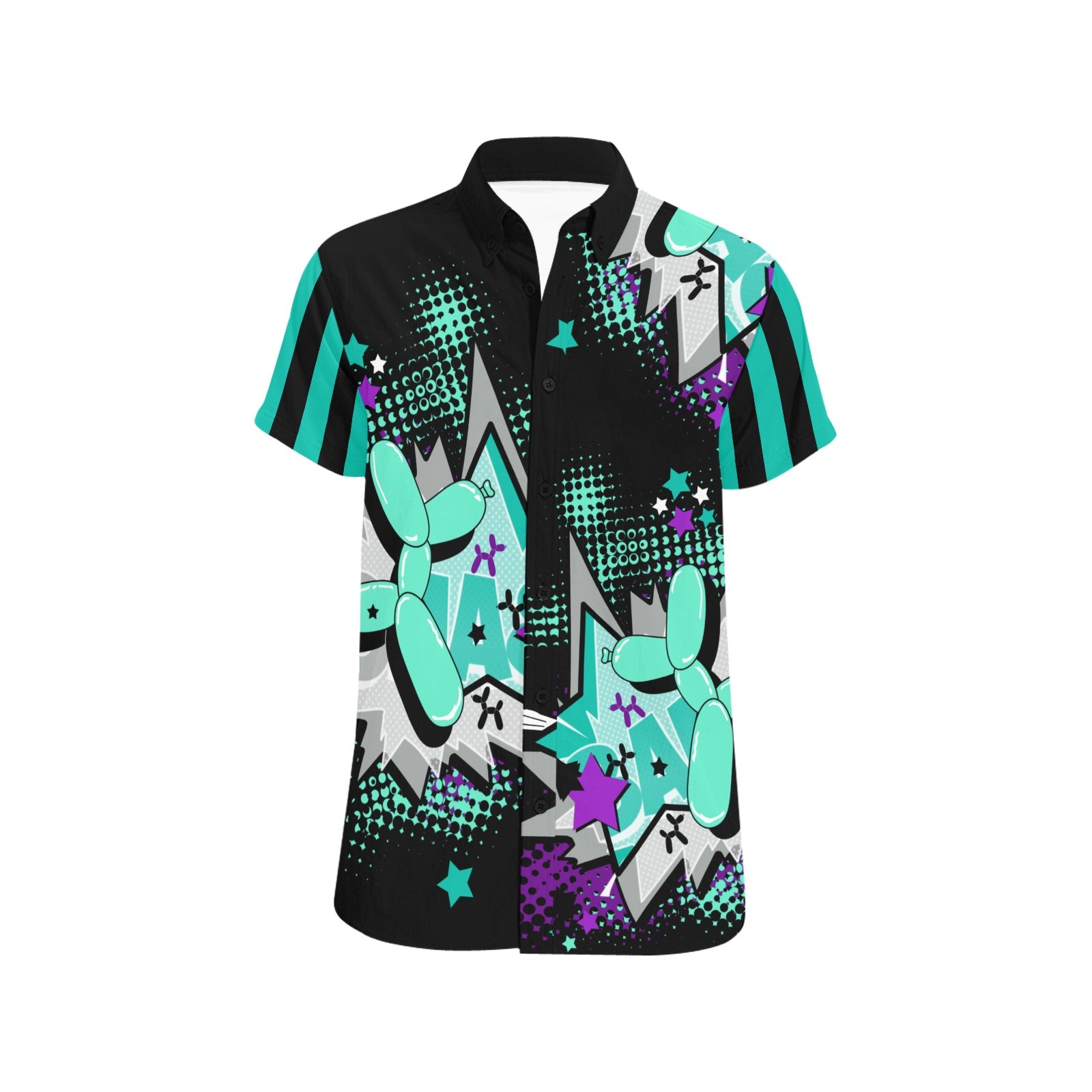 Balloon Twister Shirt teal Black And white