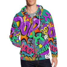 Load image into Gallery viewer, Leaky Squeaky BOOM! on Teal - Classic Men&#39;s Zip Hoodie (S-2XL)