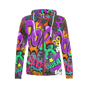 Leaky Squeaky BOOM! on Grey - Classic Women's Zip Hoodie (XS-2XL)
