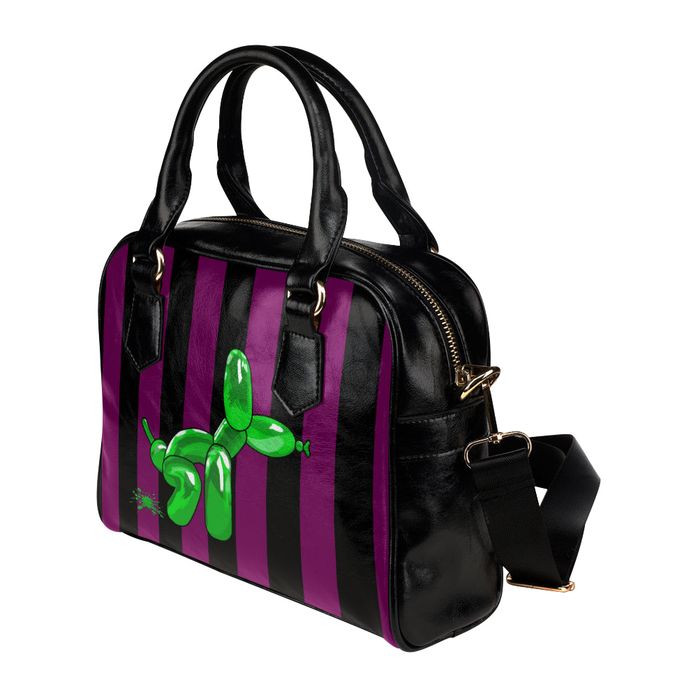 Squatting Dog - Gabi Handbag Purple and Green