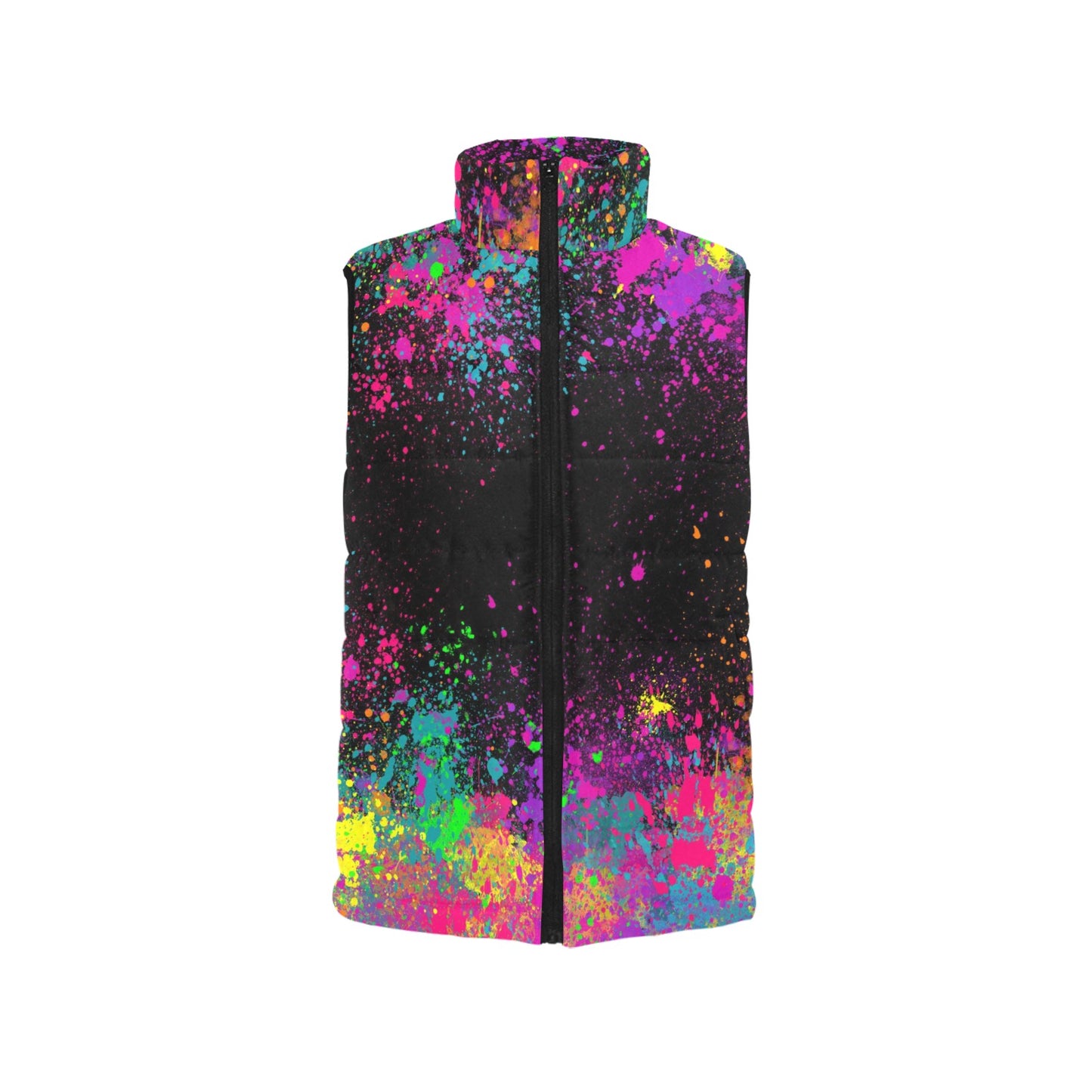 Face Painter Clothing Puffer Vest with Paint Splatter design