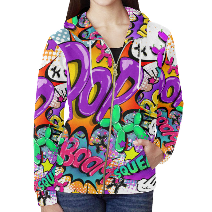 Leaky Squeaky BOOM! on White - Classic Women's Zip Hoodie (XS-2XL)