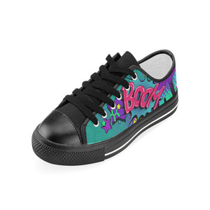 Leaky Squeaky BOOM! Teal on Black - Women's Sully Canvas Shoe (SIZE 6-10)