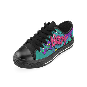 Leaky Squeaky BOOM! Teal on Black - Women's Sully Canvas Shoe (SIZE 11-12)