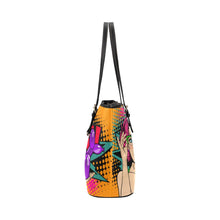 Load image into Gallery viewer, Squatting balloon dog tote bag in Orange, made from synthetic leather