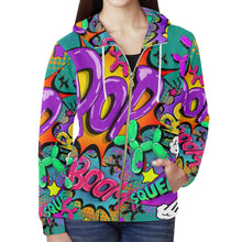Load image into Gallery viewer, Leaky Squeaky BOOM! on Teal - Classic Women&#39;s Zip Hoodie (XS-2XL)
