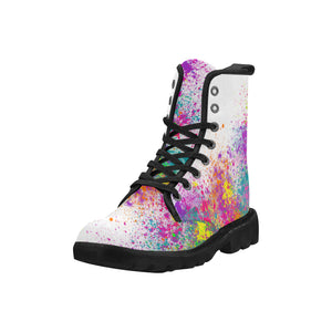 Jumping in Paint - White Ollie Combat Boots (SIZE US6.5-12)