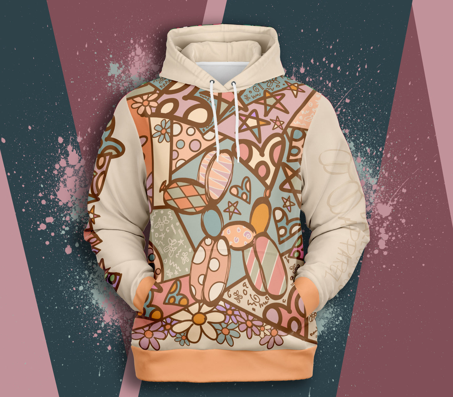Match your premium pastel sweat pants with the patchwork pup premium hoodie