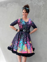 Load image into Gallery viewer, Paint Explosion on Black - Daisy Dress (XS - 2XL)