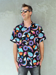 Sugar Rush on Black - Nate Short Sleeve Shirt (Small-5XL)