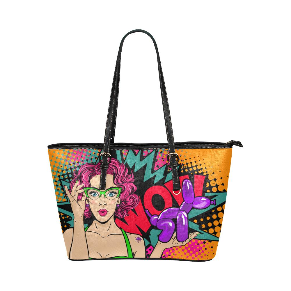 Squatting balloon dog tote handbag in Orange, made from synthetic leather