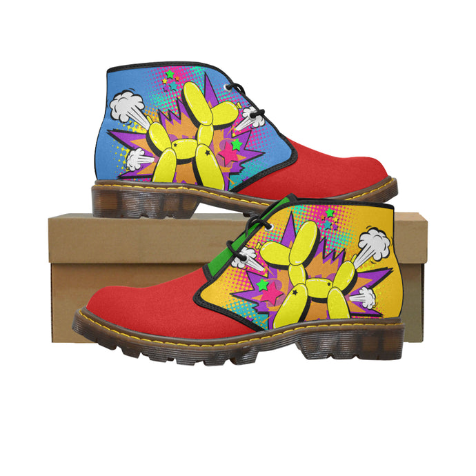 Yellow Comic Dog Clown Colours - Men's Wazza Canvas Boots (SIZE 7-12)