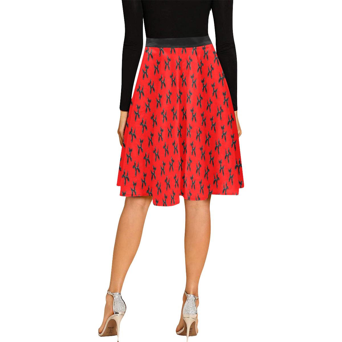 Balloon Dog Mirage on Red - Catie Circle Skirt (XS-3XL)