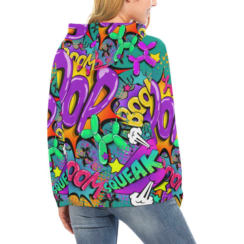 Leaky Squeaky BOOM! on Teal - Classic Women's Hoodie (XS-XL)