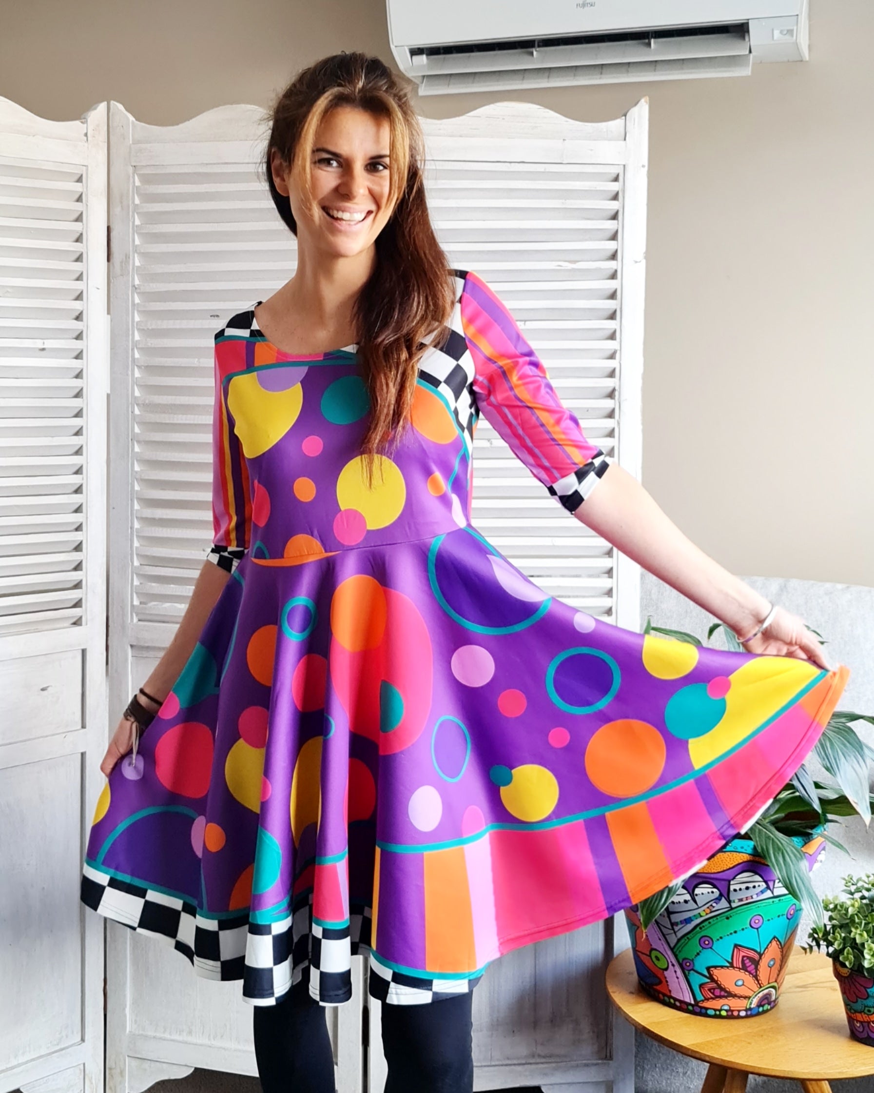 Fun and Colourful Clown Dress with Sleeves