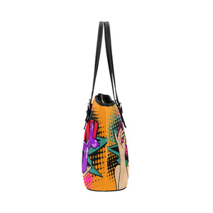 Squatting balloon dog tote bag in Orange, made from synthetic leather