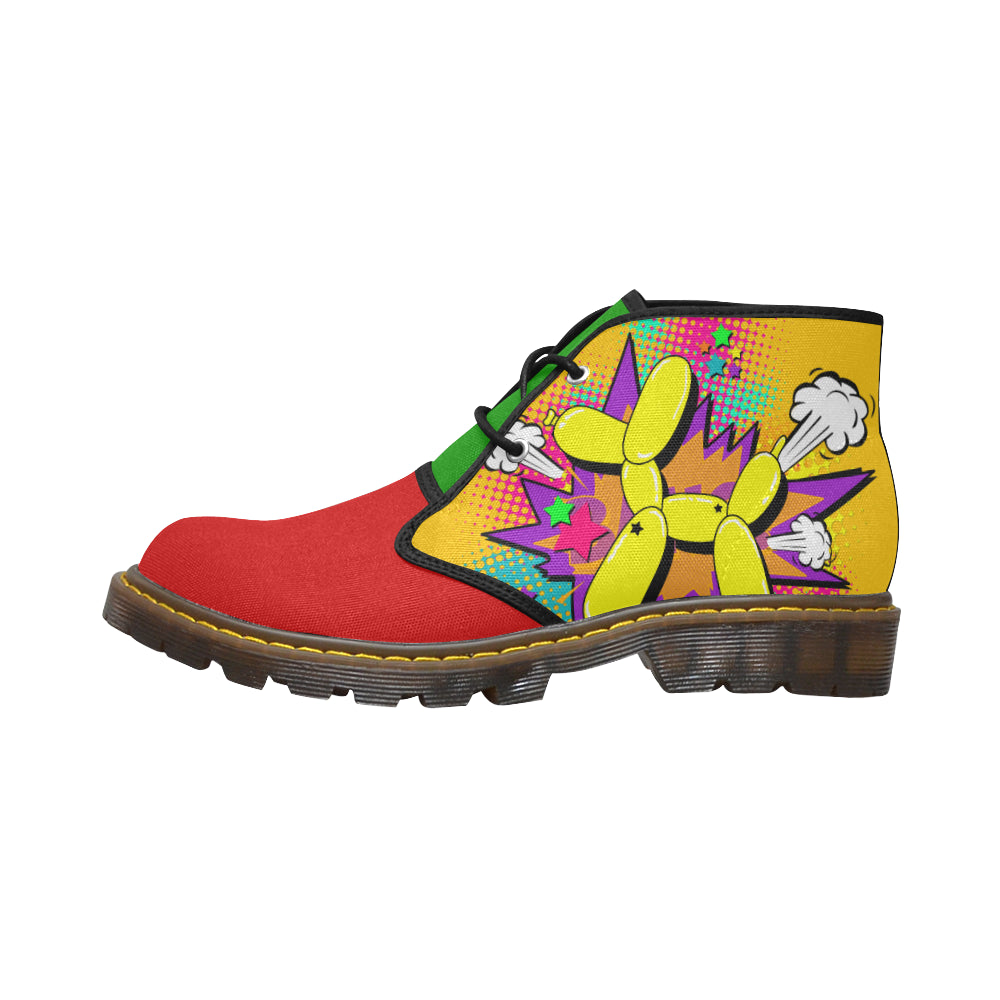Yellow Comic Dog Clown Colours - Men's Wazza Canvas Boots (SIZE 7-12)