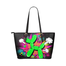 Load image into Gallery viewer, comic style balloon dog tote bag, made from synthetic leather - Black