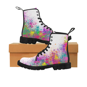Jumping in Paint - White Ollie Combat Boots (SIZE US6.5-12)