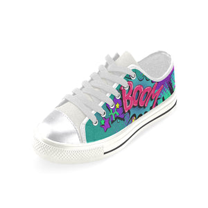 Leaky Squeaky BOOM! Teal on White - Women's Sully Canvas Shoe (SIZE 11-12)