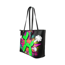 Load image into Gallery viewer, comic style balloon dog tote bag, made from synthetic leather - Black