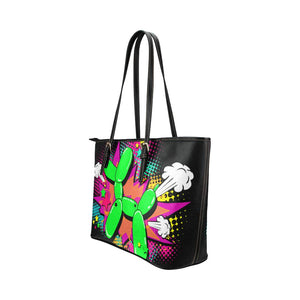 comic style balloon dog tote bag, made from synthetic leather - Black