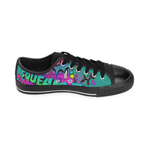 Leaky Squeaky BOOM! Teal on Black - Men's Sully Canvas Shoe (SIZE 6-12)