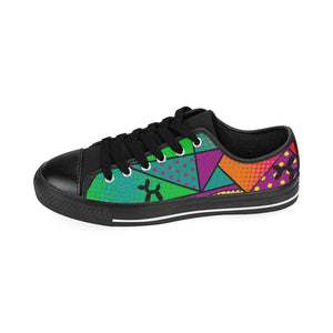 Colourful Black Dog - Kids Sully Canvas Shoes