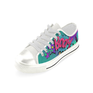 Leaky Squeaky BOOM! Teal on White - Women's Sully Canvas Shoe (SIZE 6-10)