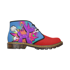 Purple Comic Dog Clown Colours - Men's Wazza Canvas Boots (SIZE 7-12)