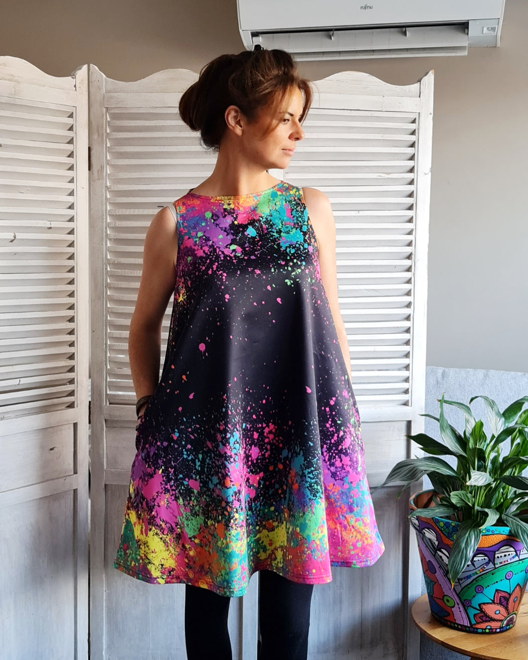 Face Painter Flared Shift Dress