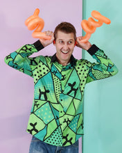 Load image into Gallery viewer, Long sleeve balloon artist shirt green with balloon dogs