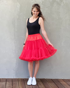 Red Rockabilly Petticoat for Balloon Twisting, Clowning, Face painting and Dancing