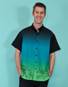 Bowling shirt with balloon dogs