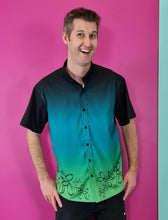 Load image into Gallery viewer, Balloon artist bowling shirt Teal and black