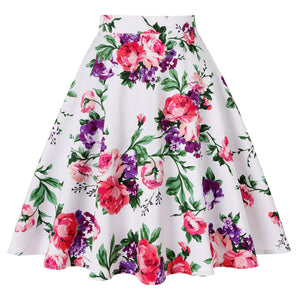 Florals on White - Juliette Swing Skirt