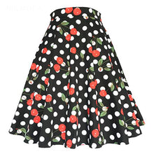 Load image into Gallery viewer, Cherries on Black and white Polka Dots - Juliette Swing Skirt