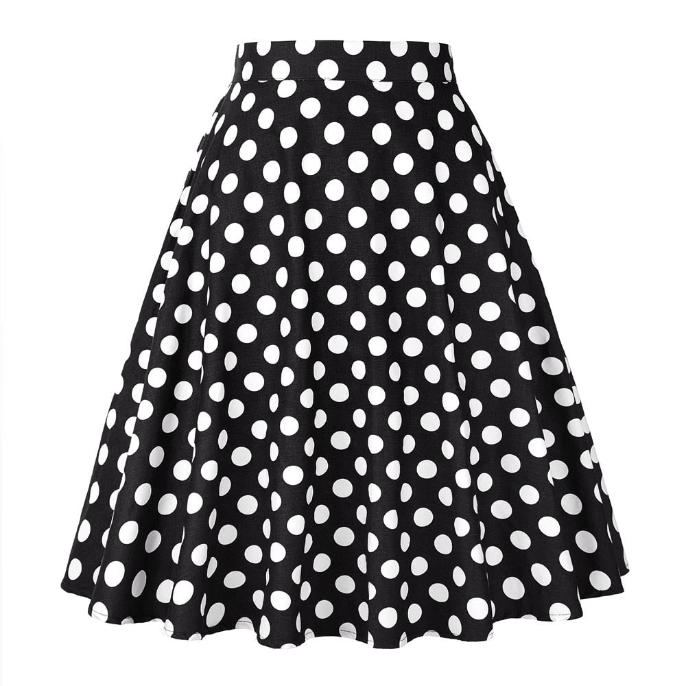 Black with white Polka Dots - Juliette Swing Skirt
