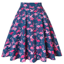 Load image into Gallery viewer, Flamingos on Blue - Juliette Swing Skirt