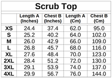 Load image into Gallery viewer, Balloon Dog Apparel Scrubs sizing guide