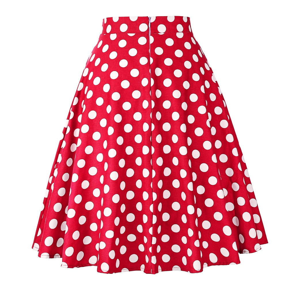 Red with white Polka dots - Juliette Swing Skirt