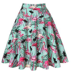 Flamingos on Mint - Juliette Swing Skirt