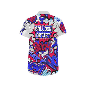 Shirt for Balloon Artists with balloon dogs red, grey and blue